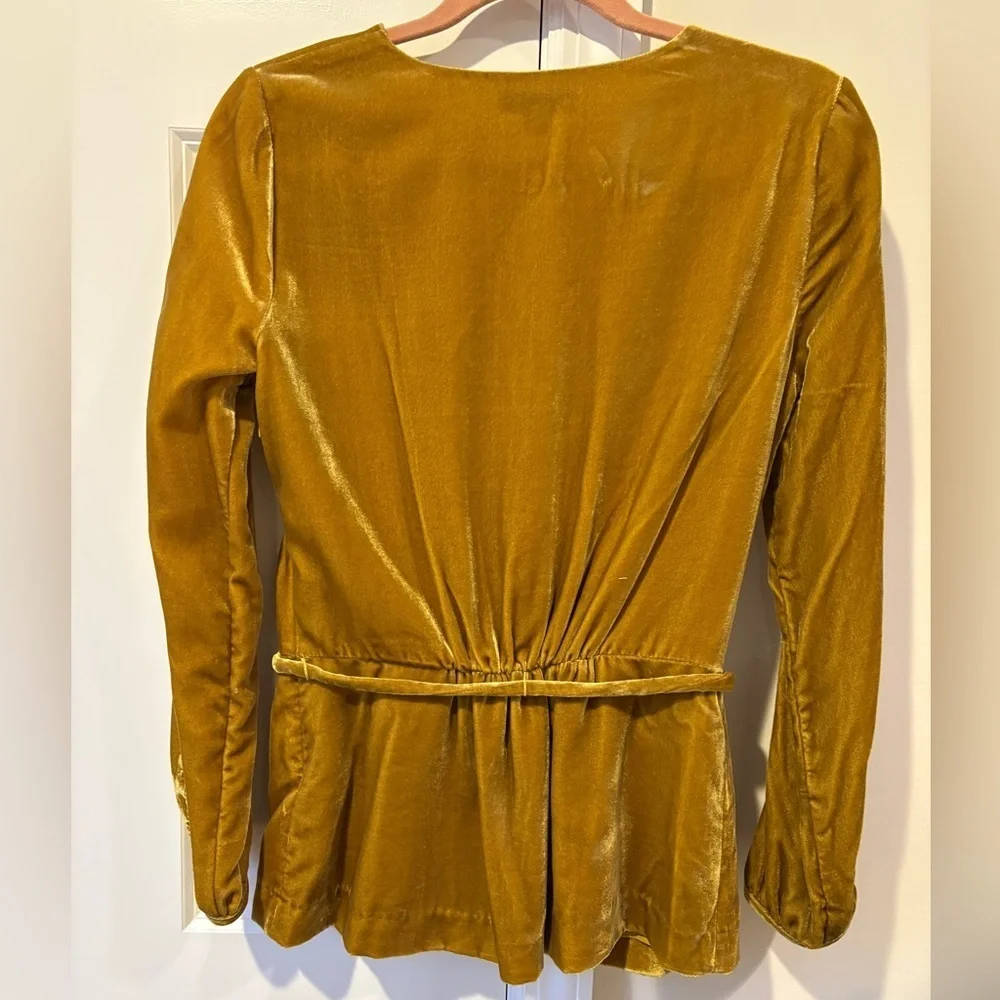 J. Crew Holiday Wrap Velvet Blouse in Gold